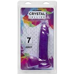 Doc Johnson Crystal Jellies - 7 Inch Realistic Cock With Balls - Strong Suction Cup Base - 7.2 in. Long and 1.7 in. Wide - Dildo, Purple