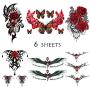 CARGEN 6 Sheets Rose Temporary Tattoo for Women Waterproof Fake Tattoos Sexy Cover Up Makeup Body Sticker Waterproof for Legs Thighs Chest Hip