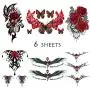 CARGEN 6 Sheets Rose Temporary Tattoo for Women Waterproof Fake Tattoos Sexy Cover Up Makeup Body Sticker Waterproof for Legs Thighs Chest Hip CARGEN 6 Sheets Rose Temporary Tattoo for Women Waterproof Fake Tattoos Sexy Cover Up Makeup Body Sticker Waterproof for Legs Thighs Chest Hip