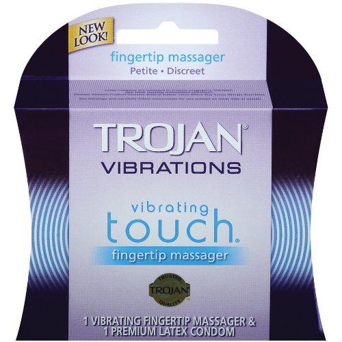 Trojan Vibrations Vibrating Touch Fingertip Massager and 1 Premium Latex Condom