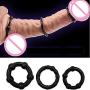 3-Packs Silicone Cock Ring Erection Prolong Sex Elastic Penis Enlarger Orgasm Enhancer (3PCS Black)