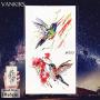 12 Pieces/Lot Watercolor Flying Birds Flash Fake Waterproof Tattoos Stickers Paper Funny Hummingbird Kids Body Arm Temporary Tattoos Flamingo Women Chest Art Decals 10x6cm