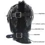 Leather Bondage Gimp Mask Hood, Black Full Face Blindfold Breathable Restraint Head Hood, Sex Toys, for Unisex Adults Couples, BDSM/LGBT Cosplay Restraint Training Toy Mask