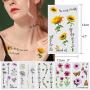 13 Sheets Daisy Sun Flower Tattoo, Butterfly Temporary Tattoo Sticker for Women Lady Girls, Body Art on Arm Shoulder Wrist Face Clavicle