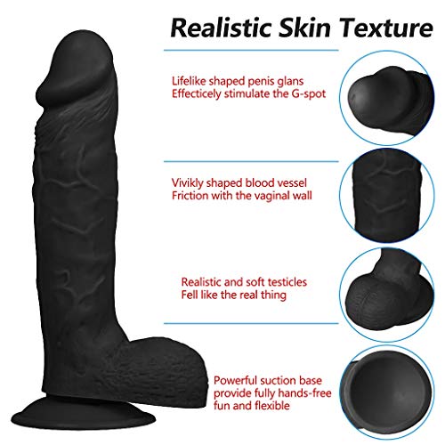 Asdfgh Lifelike Big Monster Waterproof Handsfree Handheld Private Tool for Women Couples, Pleasure Massaging Wand Pleasure (Color : Black)