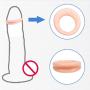 Dream_mimi 2Pc / Set new packaging delayed ejaculation foreskin silicone flexible penis cock ring glans block circumcision anti-phimosis too long (Pink)