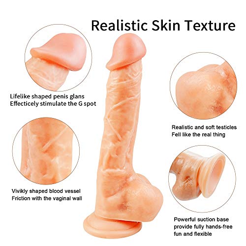 JSCRlove 9.1 Inch Realistic Ultra Soft-Ďîldɔ Flesh Realistic Dual Density Toy Realistic Soft Suction Cup Toy Women Socks