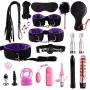 Chinaware T-Shirt 19PCS Adult Handcuffs Bed Straps Set Kit,Whip Rope Suit