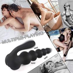 Vibrating Anal Sex Toys Male Prostate Massager with Tail Vibrator Double Stimulate Wireless Control- 10-Speed Vibrating Anal Beads Vibrators Adult Sex Toys G Spot Butt Plug for Men, Women & Couples