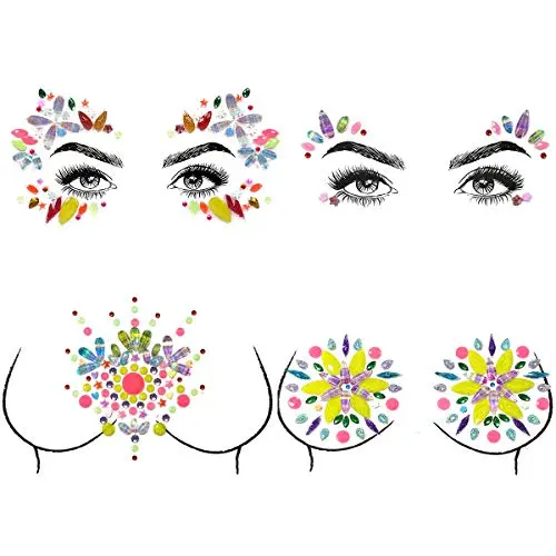 Lady Up 3 Sets Face Jewels for Women, Makeup Body Breast Gems Stickers Temporary Tattoos with Colorful Mermaid Crystal Rhinestones for Festival Halloween Party Lady Up 3 Sets Face Jewels for Women, Makeup Body Breast Gems Stickers Temporary Tattoos with Colorful Mermaid Crystal Rhinestones for Festival Halloween Party