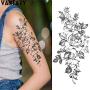 VANTATY 9 Sheets Charm Peony Rose Flower Temporary Tattoos for Women Body Art Blossoms Painting Washable Tattoo Stickers Fake Jewels Bracelet Design Forearm Tatoos for Adults Girls Wrist Arm