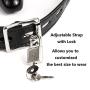 Yove Lockable Realistic Dildo Penis Mouth Gag with Lock Adjustable Bondage Leather Strap On BDSM Adult Sex Toy Black