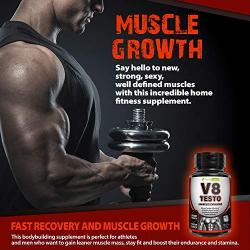 V8 Testo Muscle Builder Supplements – Natural Testosterone Booster, Athletes Energy, Bodybuilding Strength – High Potency Enhancement, Ultimate Recovery Amplifier, Stamina Fuel & Male Enhancer