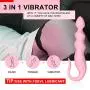 Beads Vibrator for Female, Fovel 3 in 1 Vibrating Sex Toy for Anal & G-spot & Clitoris with 10 Vibration Modes, Butt Plug for Beginners & Advanced Flexible Silicone Rechargeable Waterproof Beads Vibrator for Female, Fovel 3 in 1 Vibrating Sex Toy for Anal & G-spot & Clitoris with 10 Vibration Modes, Butt Plug for Beginners & Advanced Flexible Silicone Rechargeable Waterproof