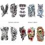 42 Sheets Temporary Tattoos Stickers (Include 10 Sheets Large Stickers), Fake Body Arm Chest Shoulder Tattoos for Men and Women