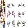 Pinkiou Facial Art Stickers Women Face Eye Temporary Tattoo Festival Waterproof Stickers (6 pieces)