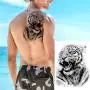 COKTAK 11 Sheets Cool Full Arm Temporary Tattoos For Men Body Sleeve Fake Military Warrior Tattoo Stickers Rose Beast Wolf Lion Tiger Eye Totem Extra Large Tatoos Women Leg Half Armband Animal Adults