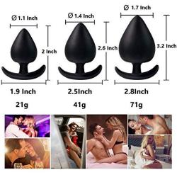 KM19-3Pcs/Size Silicone Plug Anale T-Base Soft Medical Grade Silicone Plug for Beginner (Black)