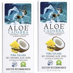 Aloe Cadabra Flavored Personal Lubricant & Moisturizer for Her, Him & Couples, Best Natural Lube Oral Gel Pina Colada, 2.5 oz (Pack of 2)