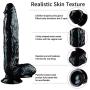 Lifelike Wand 11.8-inch PVC Toy Suitable for Beginners Soft and Odor-Free Strong Sucker Hands-Free Interactive Play Anniversary Gift (Color : Black)