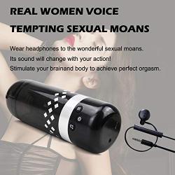 Vibrating Male Masturbator Cup with Sexual Moans and 10 Vibrations, Xocity, 3D Realistic Silicone Vagina Masturbator with Infrared Assist Function, Adult Sex Toy for Men