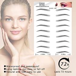 DAGEDA Black 36 Pairs 4 PC Eyebrow Transfers Stickers, Long Lasting Natural Waterproof Bionic Eyebrow Water Transfer Tattoo Eyebrow Sticker For Woman Man Makeup Tool（Black 04）