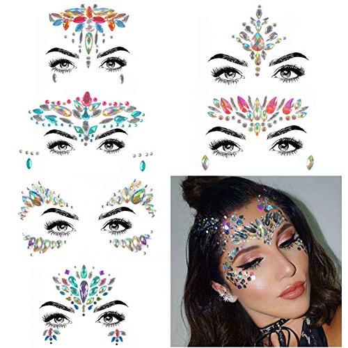 COKOHAPPY 6 Sets Rhinestone Mermaid Face Jewels Tattoo - BODY STICKERS Crystal Tears Gem Stones Bindi Temporary Stickers (Collection 1) COKOHAPPY 6 Sets Rhinestone Mermaid Face Jewels Tattoo - BODY STICKERS Crystal Tears Gem Stones Bindi Temporary Stickers (Collection 1)