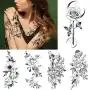 10 Sheets Large 3D Flower Temporary Tattoo, Rose Peony Petal Leaf Sketch Fake Tattoo Sticker for Women Lady Girls, Waterproof Body Art on Arm Shoulder Wrist Clavicle 10 Sheets Large 3D Flower Temporary Tattoo, Rose Peony Petal Leaf Sketch Fake Tattoo Sticker for Women Lady Girls, Waterproof Body Art on Arm Shoulder Wrist Clavicle