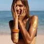 20 Sheets Temporary Tattoos for Women Girls Adults - Over 300 Shimmer Waterproof Fake Tatoos - Gold Tattoos Metallic Stickers in Bracelets, Feathers, Wrist and Arm Bands