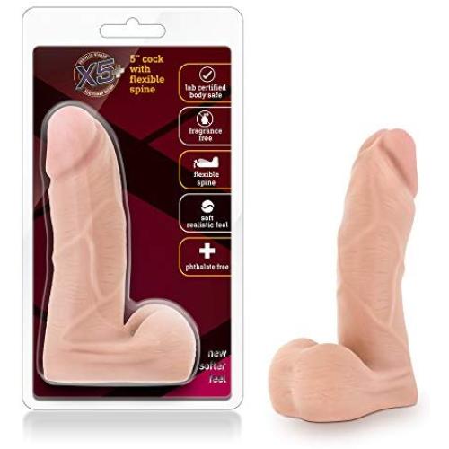 5.5" Realistic Small Veiny Dildo - Petite Cock and Balls Dong - Sex Toy for Women - Sex Toy for Adults (Natural)