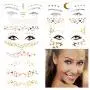 10 Sheets Face Tattoos Sticker, Freckle Sticker and Face Metallic Temporary Tattoo for Women
