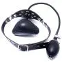 Inflatable Mouth Gag Bound Masks - Davidsource Studded Faux Leather Panel Gag Open Mouth Plug Head Harness Restraints Kit (Padlock 1 Piece)