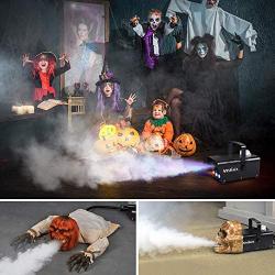 MOSFiATA Fog Machine with Controllable Lights, 500W Professional DJ LED Smoke Machine 3 Color Light with Wireless Remote Control and Wired Control 2000 CFM Huge Fog for Halloween Holidays Parties