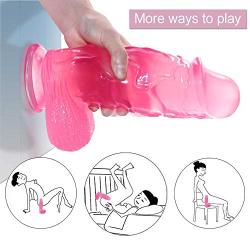 9.8Inch Safe Soft Materials Small Simulation Realistic Lifelike Massage G Anall Toys for Women Men Begain DîD&lő Stick with Suction Good Pleasure Tool Pink