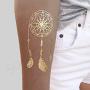 Metallic Temporary Tattoos for Women Teens Girls - 8 Sheets Gold Silver Temporary Tattoos Glitter Shimmer Designs Jewelry Tattoos - 100+ Color Flash Fake Waterproof Tattoo Stickers (Caicos)