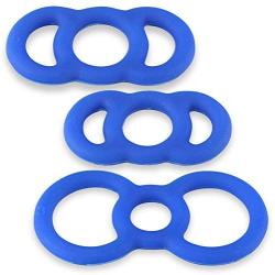 LeLuv Cock Rings EYRO Slippery Blue Silicone Erectile Dysfunction .5 Inch Through .7 Inch Unstretched Diameter 3 Pack Sampler