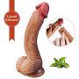 8.3 Realistic Dildo Dual-Layer Liquid Silicone Dildo with Strong Suction Cup,Oixgirl Lifelike Penis Sex Toy Flexible G Spot Dildo with Curved Shaft and Balls