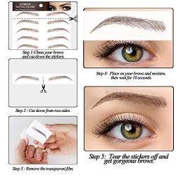 8 Sheets 4DHair-Like Authentic Eyebrows stickers,Waterproof Imitation Eyebrows Transfer Stickers,Eyebrows Tattoo Instant Eyebrow Stickers,Long Lasting Natural Eyebrow Makeup Tool for Women(Brown)