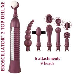 Eroscillator 2 Top Deluxe For Extraordinary, Powerful, Longer Lasting Orgasms, With Variety Of Blissful Experiences, Interchangeable Heads, Limitless Satisfaction, Potent Stimulation Without Numbing