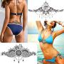 glaryyears 6 Sheets Black Underboob Tattoo for Women, Flower Bird Dragonfly Butterfly Leaf Designs Temporary Tattoo Stickers on Chest Waist Waterproof Body Art 5.4x9.45”