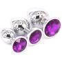 Eastern Delights 3 Pcs Jewelry Anal Plug Steel Metal Butt Plated Plug with Penis Condom, Purple