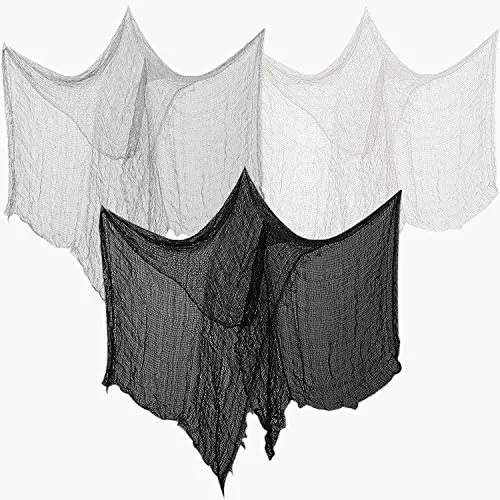 LessMo 3 Pack Halloween Creepy Cloth, 30 x 72 inch Spooky Fabric Gauze, Stretchy, Scary, for Haunted House, Outdoor, Yard, Home Halloween Party, Doorways Entryways Windows Decor, Gray+White+Black LessMo 3 Pack Halloween Creepy Cloth, 30 x 72 inch Spooky Fabric Gauze, Stretchy, Scary, for Haunted House, Outdoor, Yard, Home Halloween Party, Doorways Entryways Windows Decor, Gray+White+Black