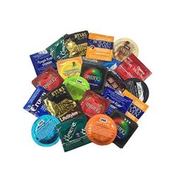 Ultimate Grab Bag with Silver Lunamax Pocket Case, Ultimate Sampler Pack of Latex Condoms-24 Count