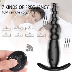 FeiGu Vibrating Anal Beads, Remote Control 7 Speeds Butt Plug Prostate Massager with Safe Pull Handle, Adult Sex Toy for Beginners