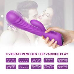 G Spot Rabbit Vibrator for Vagina and Clitoris Stimulation with 9 Strong Vibrating Modes, Adorime USB Rechargeable Clitoral Stimulating Dildo Vibrator for Women or Couples Fun with Waterproof Silicone