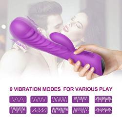 G Spot Rabbit Vibrator for Vagina and Clitoris Stimulation with 9 Strong Vibrating Modes, Adorime USB Rechargeable Clitoral Stimulating Dildo Vibrator for Women or Couples Fun with Waterproof Silicone