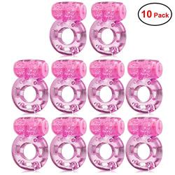 Sexy Slave [10-Pack] Butterfly Vibrating Cock Ring - Stretchy Penis Ring - Clitorial Stimulation for Women - Adult Sex Toys for Couples, Pink or Purple