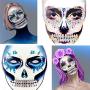 4 Pack Face Gems Jewels, Halloween Temporary Rhinestone Stickers, Day of The Dead Skull Face Tattoos, Crystals Body Gems Stick on Face for Carnival Festival, Party, Outfit, Performance (B)