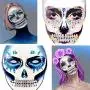 4 Pack Face Gems Jewels, Halloween Temporary Rhinestone Stickers, Day of The Dead Skull Face Tattoos, Crystals Body Gems Stick on Face for Carnival Festival, Party, Outfit, Performance (B)