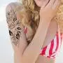 10 Sheets Big Black Rose Peony Flower Girls Temporary Tattoos For Women Waterproof Tattoo Stickers 3D Blossom Lady Shoulder Tatoos Leaf Sexy Arm Body Chains Pattern.